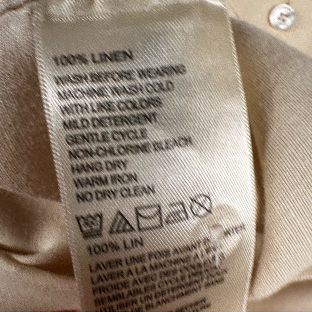 Tommy Bahama light yellow linen button up shirt size S/P - Picture 4 of 9